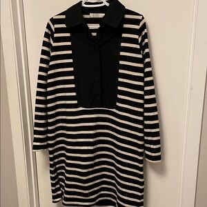 Masai Copenhagen Black/Cream Striped Long Sleeve Dress Size Medium